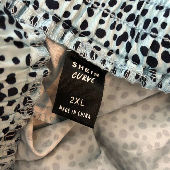 Shein Curve Blue & Black Polka Dot Drawstring Shorts 2XL - Picture 3 of 4
